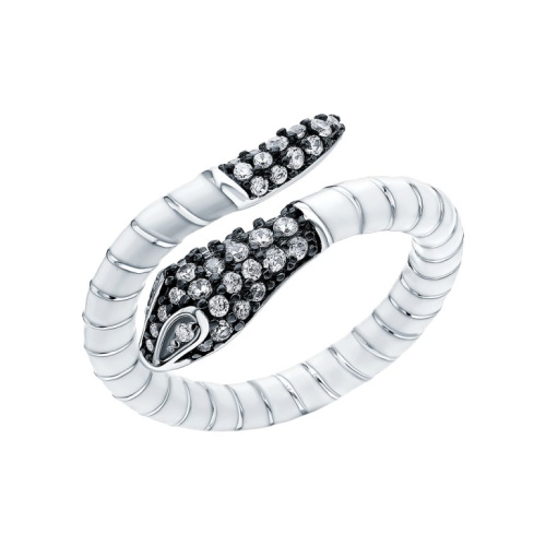 Серебряное кольцо с эмалью и фианитами