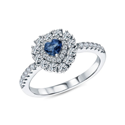 Серебряное кольцо с фианитами и топазами природными