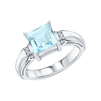 Серебряное кольцо с фианитами и топазами природными