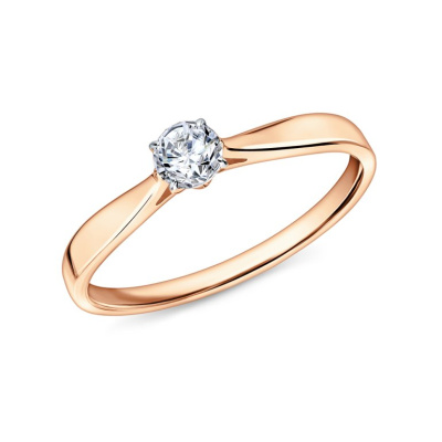 Золотое кольцо с бриллиантом выращенным