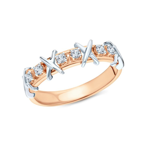 Золотое кольцо с бриллиантами природными