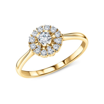 Золотое кольцо с бриллиантами выращенными