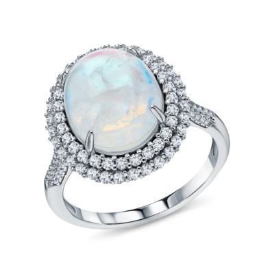 Серебряное кольцо с алпанитом и фианитами