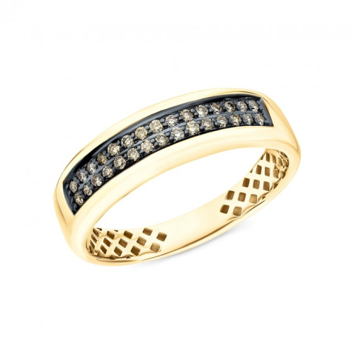 Золотое кольцо с бриллиантами коньячными природными