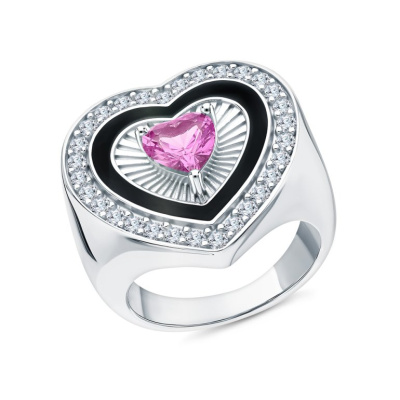 Серебряное кольцо с эмалью и фианитами