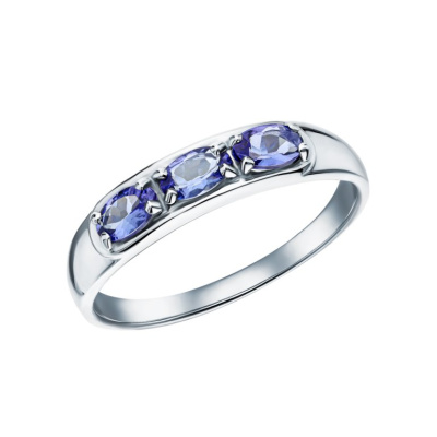 Серебряное кольцо с танзанитами природными