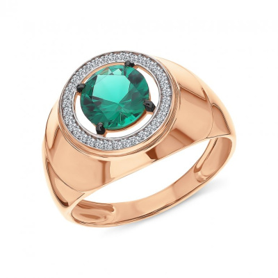 Золотое кольцо с фианитами и наноизумрудами