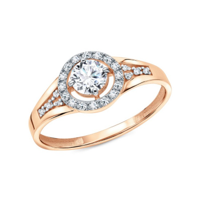 Золотое кольцо с фианитами