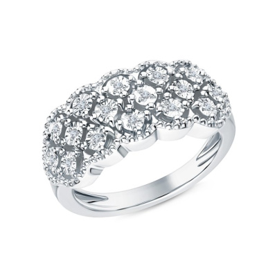 Серебряное кольцо с бриллиантами природными