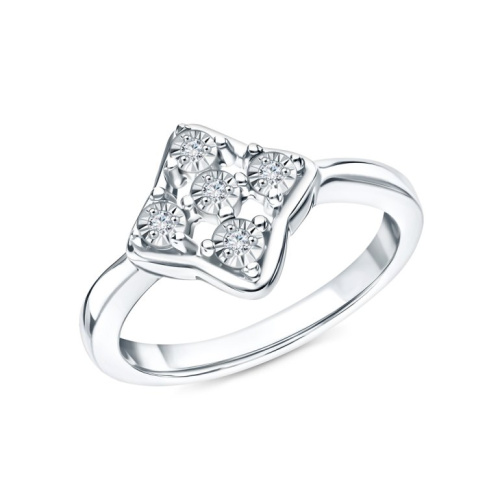 Серебряное кольцо с бриллиантами природными