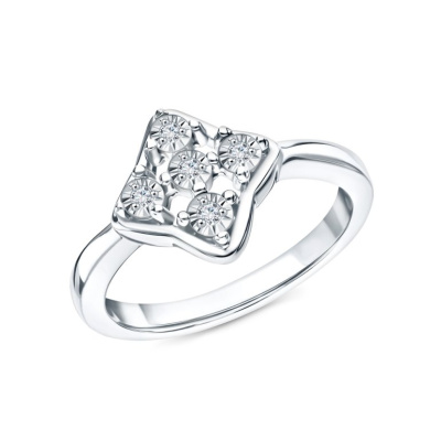 Серебряное кольцо с бриллиантами природными