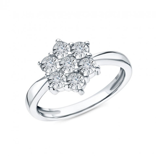 Серебряное кольцо с бриллиантами природными