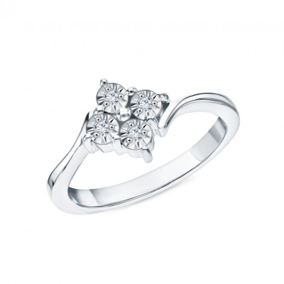 Серебряное кольцо с бриллиантами природными