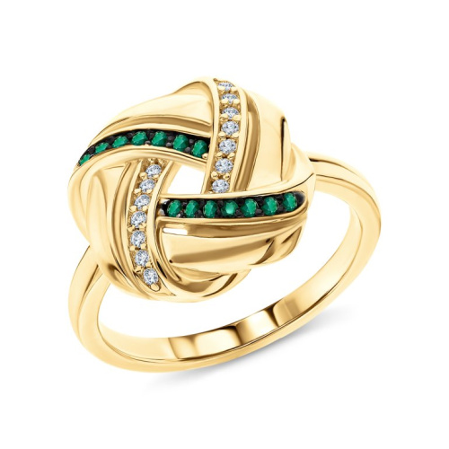 Серебряное кольцо с фианитами и агатами природными