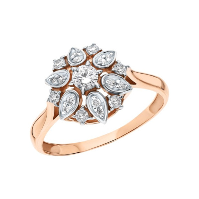 Золотое кольцо с кубическим цирконием