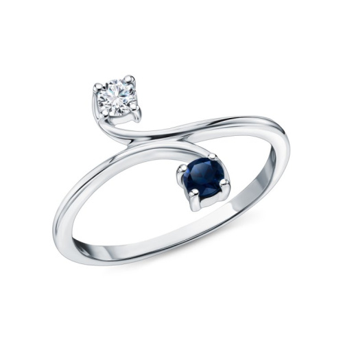 Серебряное кольцо с топазами природными и сапфирами природными