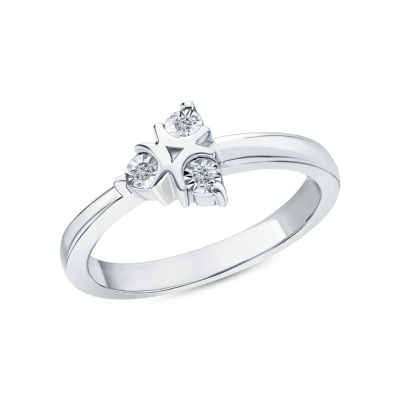 Серебряное кольцо с бриллиантами природными