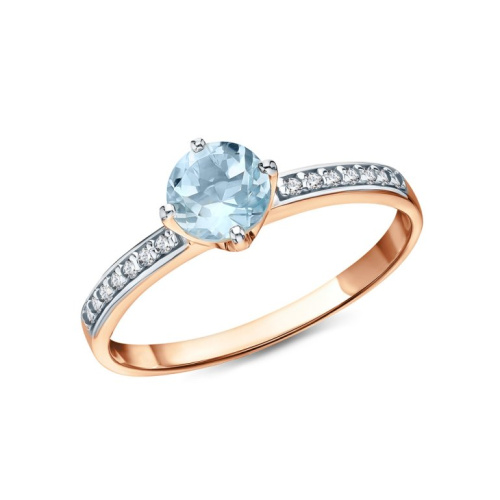 Золотое кольцо с фианитами и топазами природными