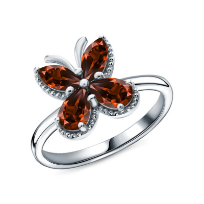 Серебряное кольцо с гранатами природными