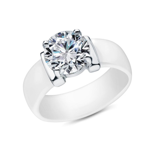 Керамическое кольцо с фианитами