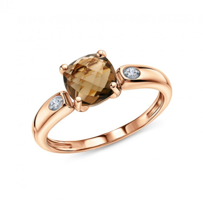 Золотое кольцо с кварцем и бриллиантами