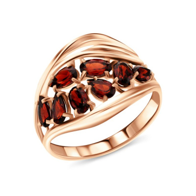 Золотое кольцо с гранатами природными