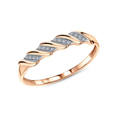 Золотое кольцо с бриллиантами природными