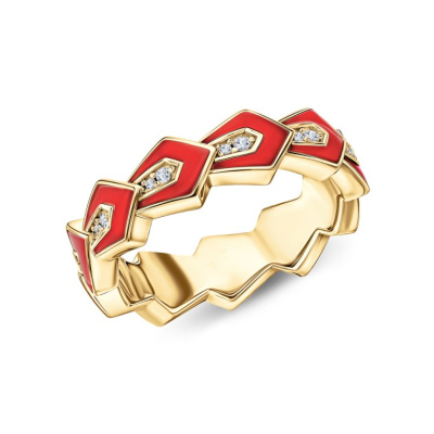 Серебряное кольцо с эмалью и фианитами