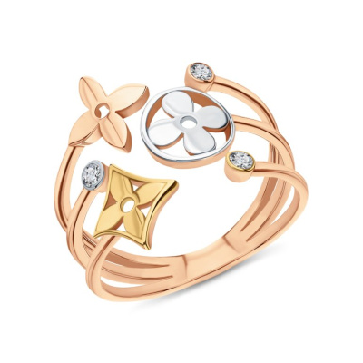 Золотое кольцо с фианитами