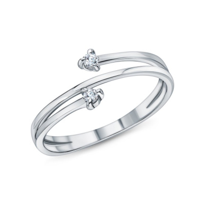 Серебряное кольцо с бриллиантами выращенными