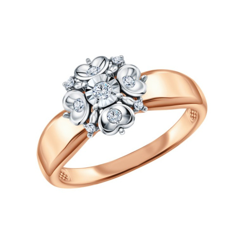 Золотое кольцо с бриллиантами природными