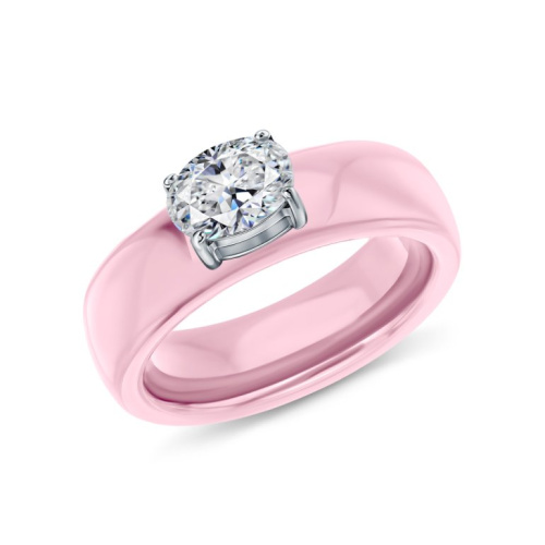 Керамическое кольцо с фианитом и элементом из стали