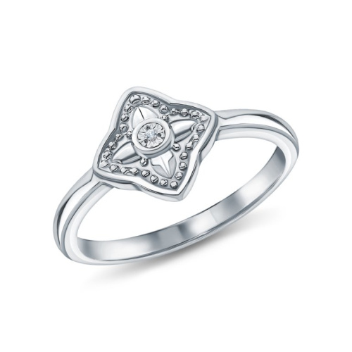 Серебряное кольцо с бриллиантами природными