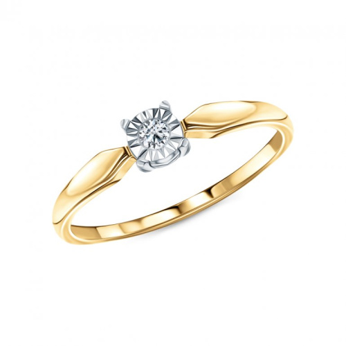 Золотое кольцо с бриллиантами природными