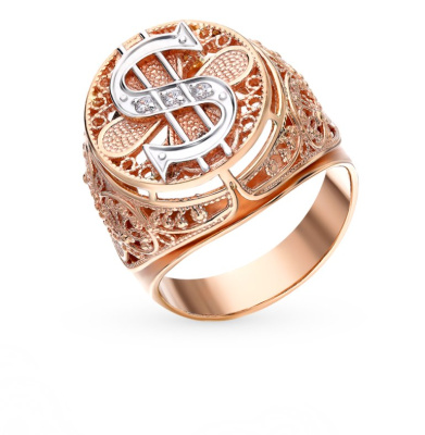 Золотое кольцо с фианитами