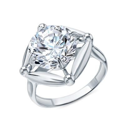 Серебряное кольцо с горными хрусталями природными