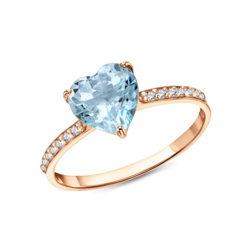 Золотое кольцо с фианитами и топазами природными