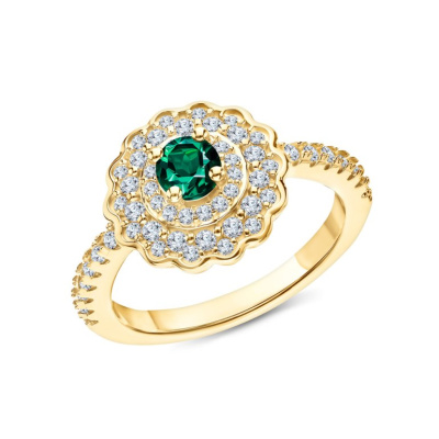 Серебряное кольцо с фианитами и агатами природными