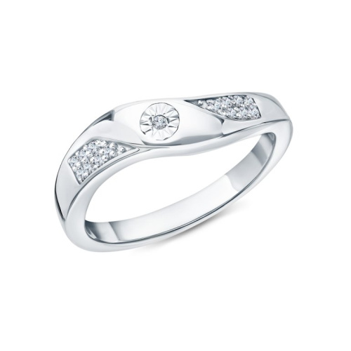 Серебряное кольцо с бриллиантами природными