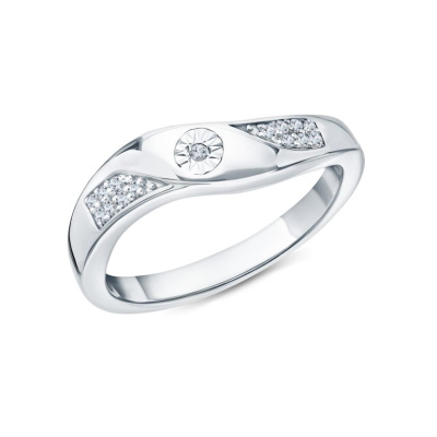 Серебряное кольцо с бриллиантами природными