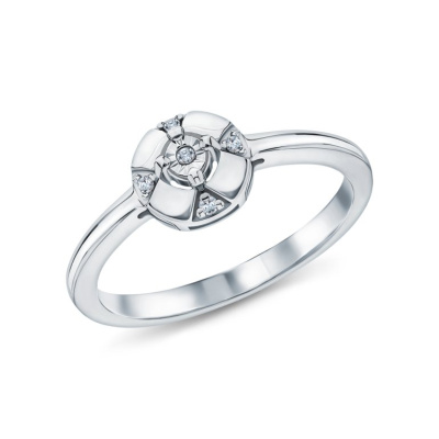 Серебряное кольцо с бриллиантами природными