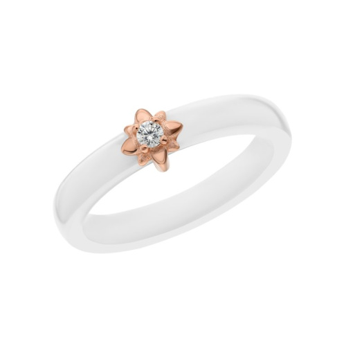 Керамическое кольцо с фианитами и керамикой