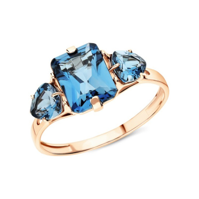 Золотое кольцо с топазами природными