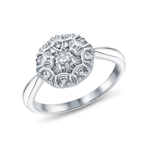 Серебряное кольцо с бриллиантами природными