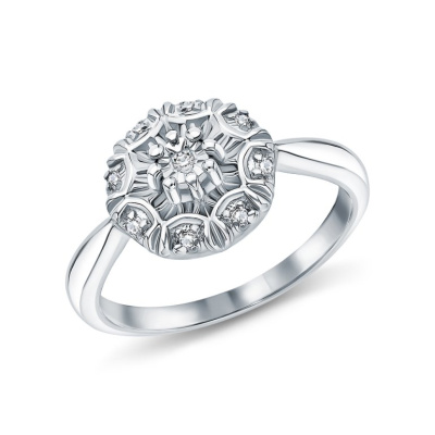 Серебряное кольцо с бриллиантами природными