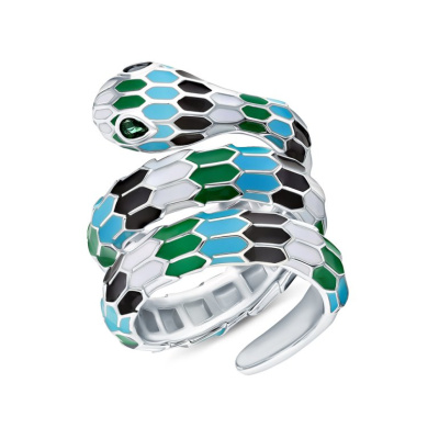 Серебряное кольцо с эмалью и фианитами