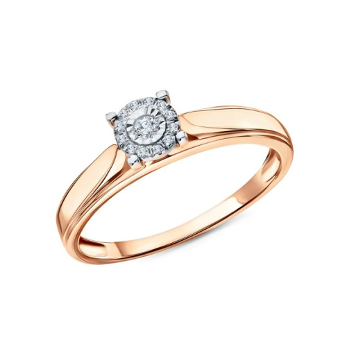 Золотое кольцо с бриллиантами природными