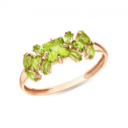 Золотое кольцо с хризолитами природными