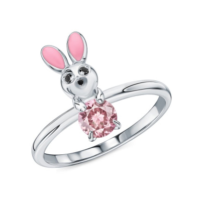 Серебряное кольцо с эмалью и фианитами