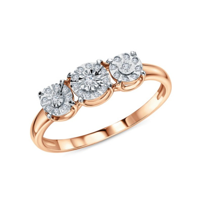 Золотое кольцо с бриллиантами природными